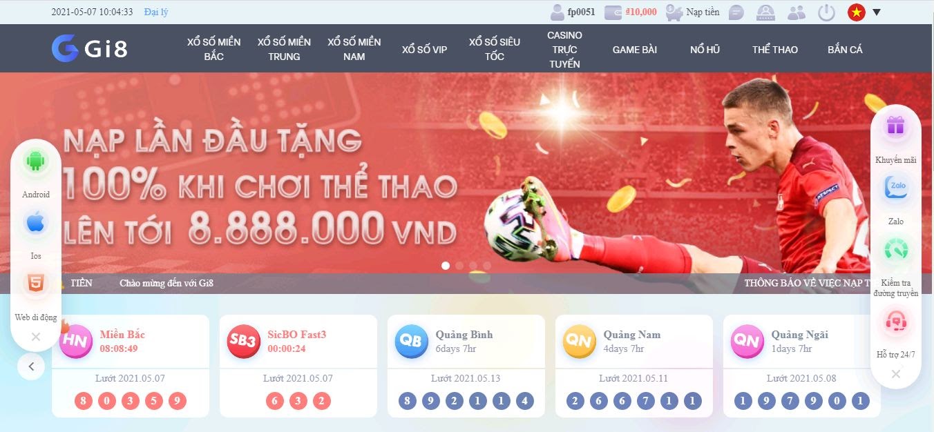 Hướng dẫn làm đại lý Gi88 giao diện trang chủ Gi88