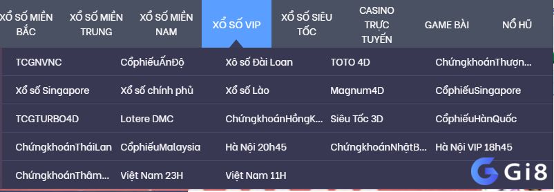 Nhiều lựa chọn cá cược hấp dẫn tại Xổ số VIP Gi8 Loại hình lô đề Gi8 - Xổ số Vip Gi8