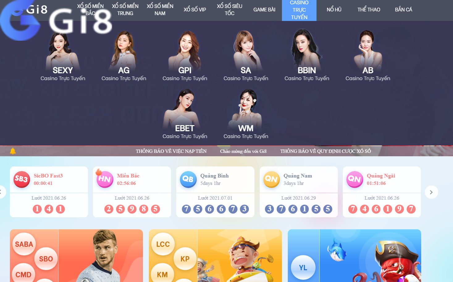 Gi88 sở hữu 8 casino live hoạt động trực tuyến 24/24 Các game casino hoạt động trực tiếp game gi88