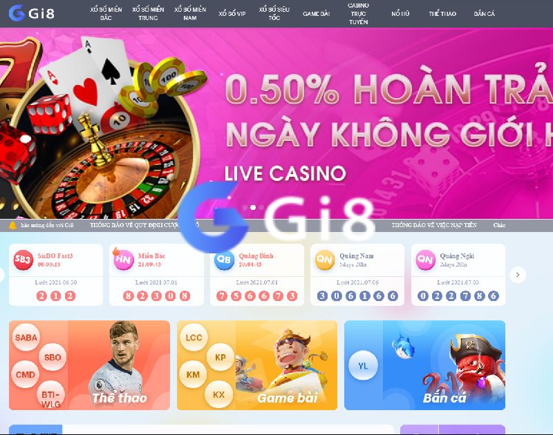 Giao diện chính của Gi8 Nhà cái Gi8 chia sẻ kinh nghiem lo de
