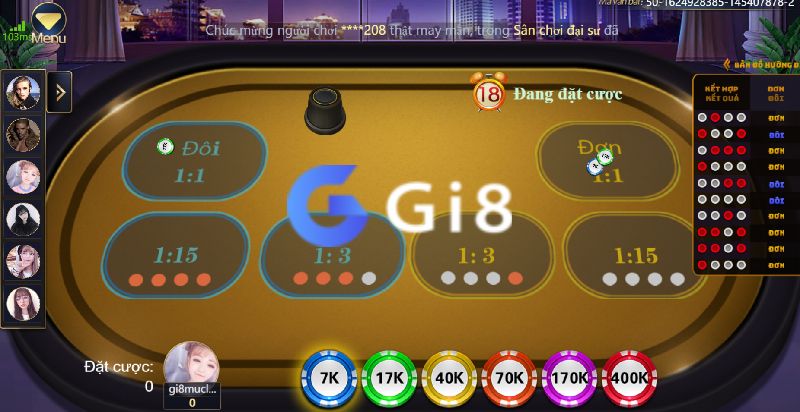 Giao diện 1 bàn Xóc Đĩa tại Gi8 Bàn xóc đĩa Gi8