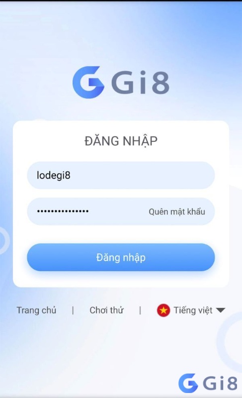 Đăng nhập tìa khỏan trên app GI8 Đăng nhập tìa khỏan trên app GI8