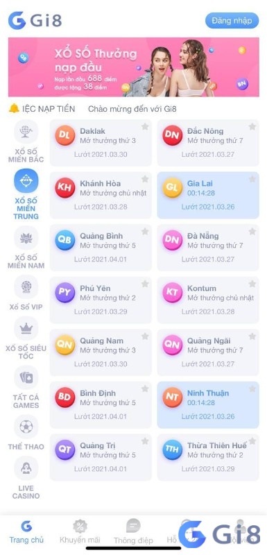 Giao diện chơi lô online của nhà cái Gi8 Giao diện chơi lô online của nhà cái Gi8