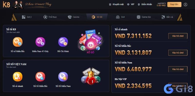 Hình ảnh giao diện đánh số online của K8 Hình ảnh giao diện đánh số online của K8