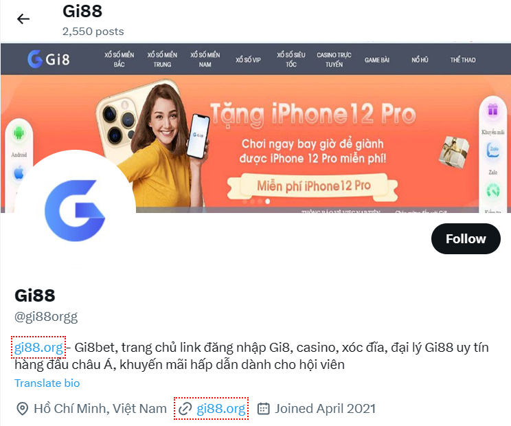 Twiter Gi88.org nơi cược thủ có thể liên hệ Twiter Gi88.org nơi cược thủ có thể liên hệ